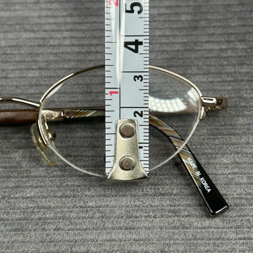 It Wood Gold Semi Rimless Oval Y2k Eyeglass Frames Wood Temples 47-20-140 C1